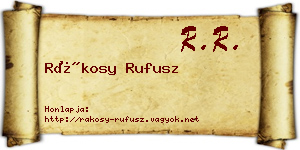 Rákosy Rufusz névjegykártya